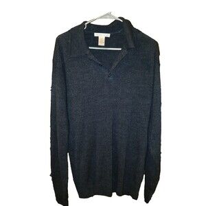Navy Blue Geoffrey Beene Pullover Sweater Button up with Collar